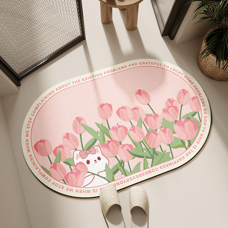 Floral-Themed Absorbent Bath Mat Kalsten