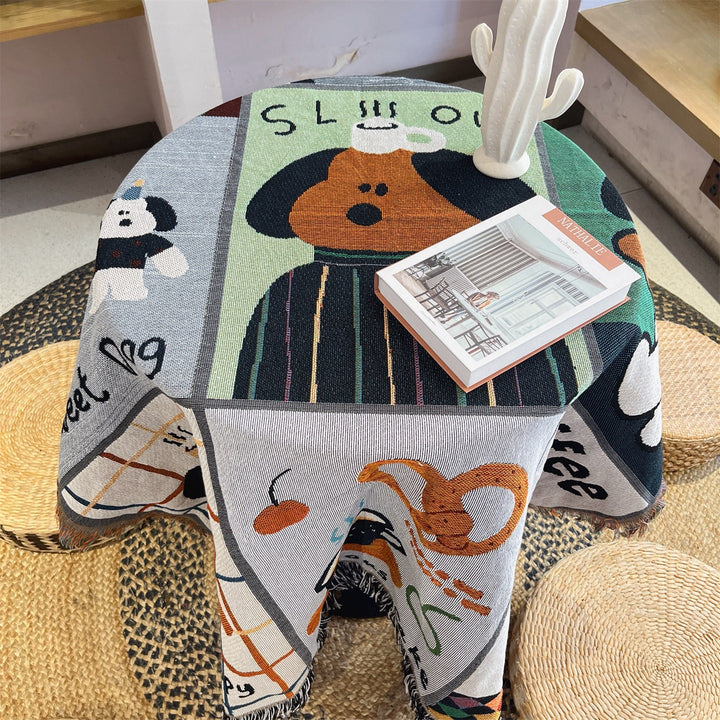 Cute Animal-Themed Cotton Throw Blanket