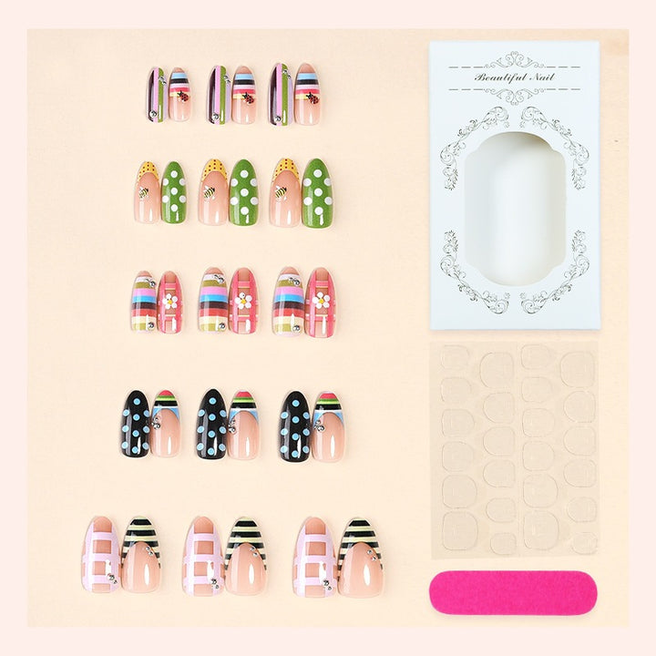 Acrylic nail set with colorful patterns and creative designs Kalsten