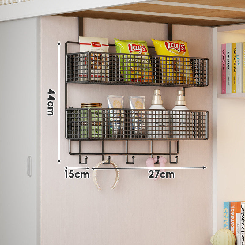 Wall-Mounted Grid Mesh Stacked Tiered Pantry and Bathroom Storage Baskets