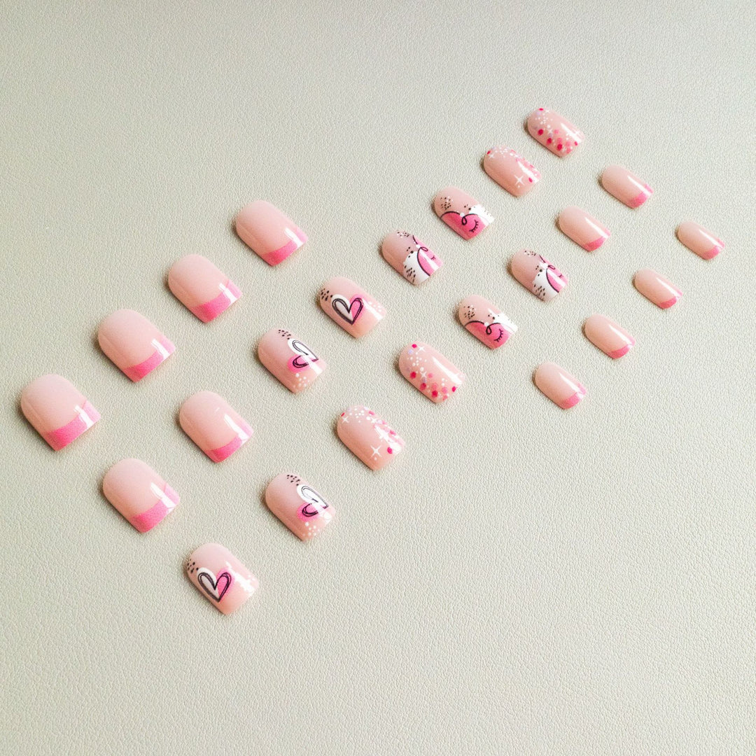 Artistic Nail Art Kit with Heart and Sparkle Designs