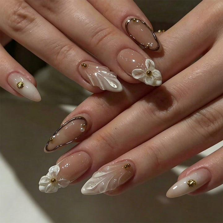 Floral Embellished Press-On Nail Extensions Kalsten