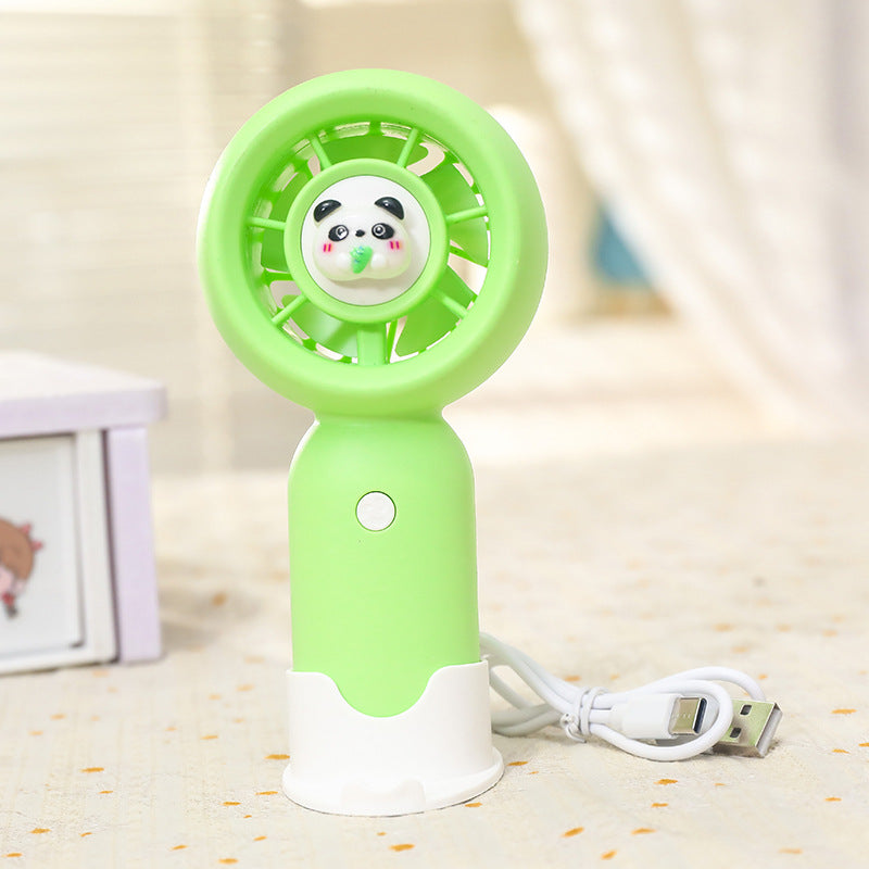 Unisex portable hand fan with cute bear figure rechargeable battery quiet motor and table stand Kalsten
