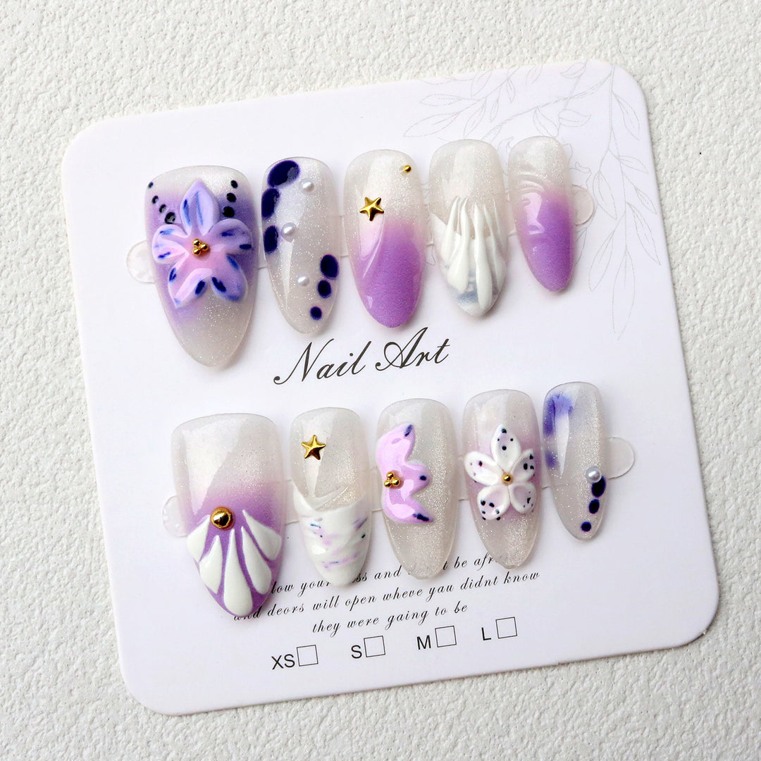 Floral 3D Design Press-On Nails