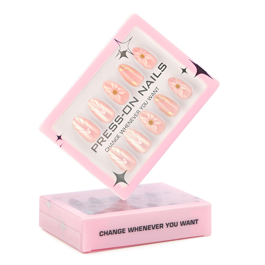 Artificial Press-On Nails with Elegant Flower Design Kalsten