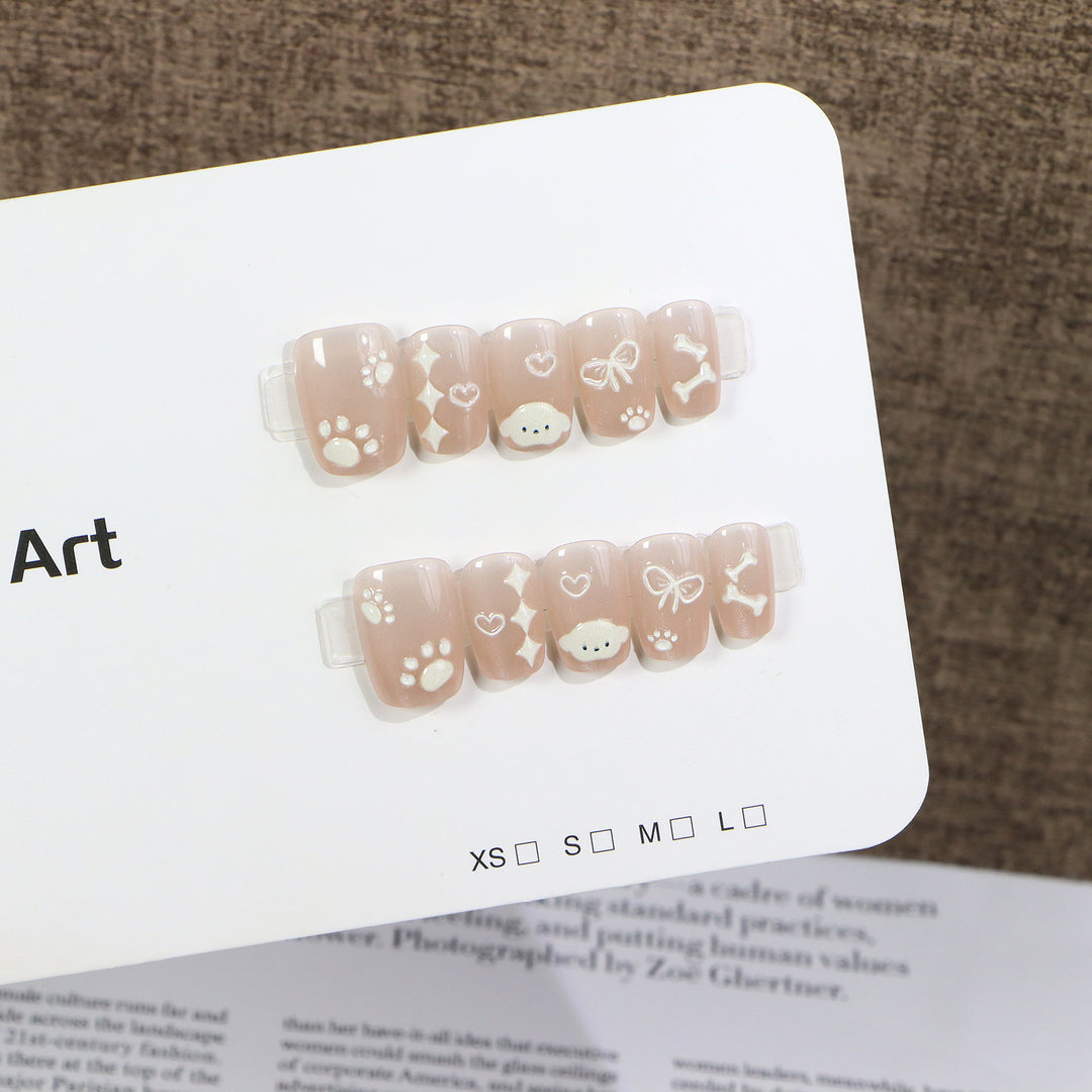 Decorative Press-On Nail Art Set with Cute Pet Themed Designs Kalsten