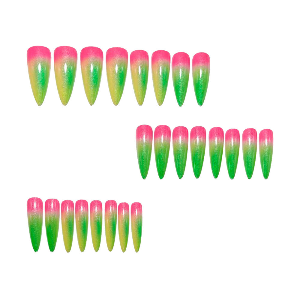 Creative acrylic nails with neon ombre color transition Kalsten