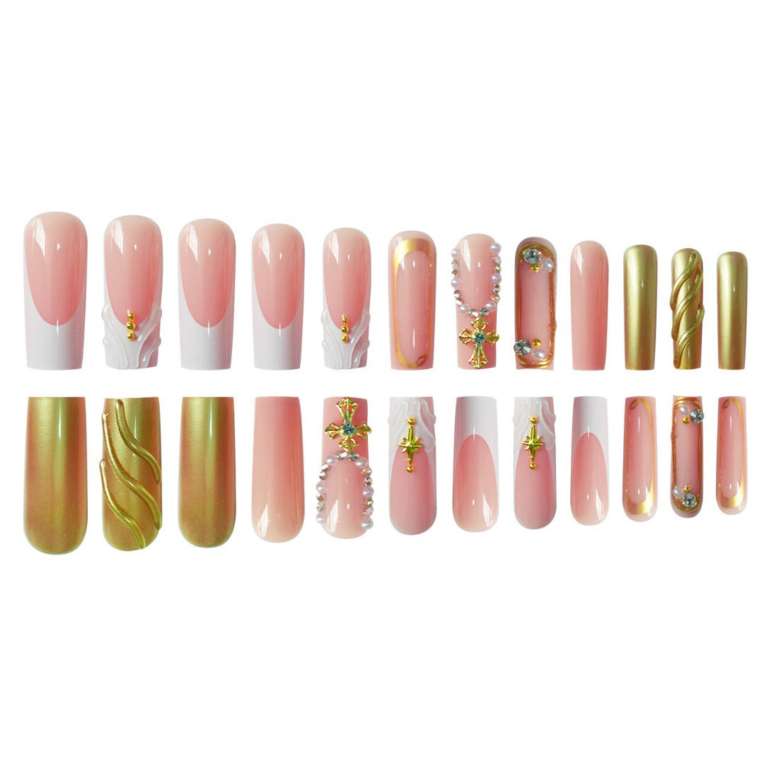 Luxury 3D Decorative Press-On Nails with Gem Accents Kalsten