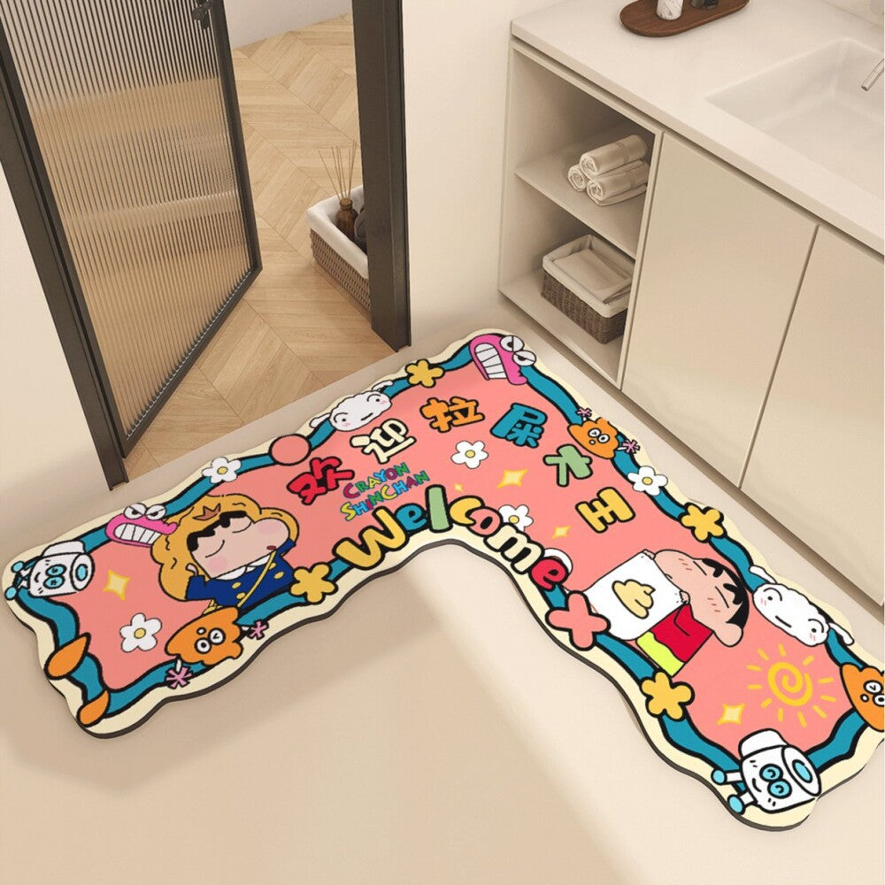 Cartoon Character Welcome Bath Mat Decor