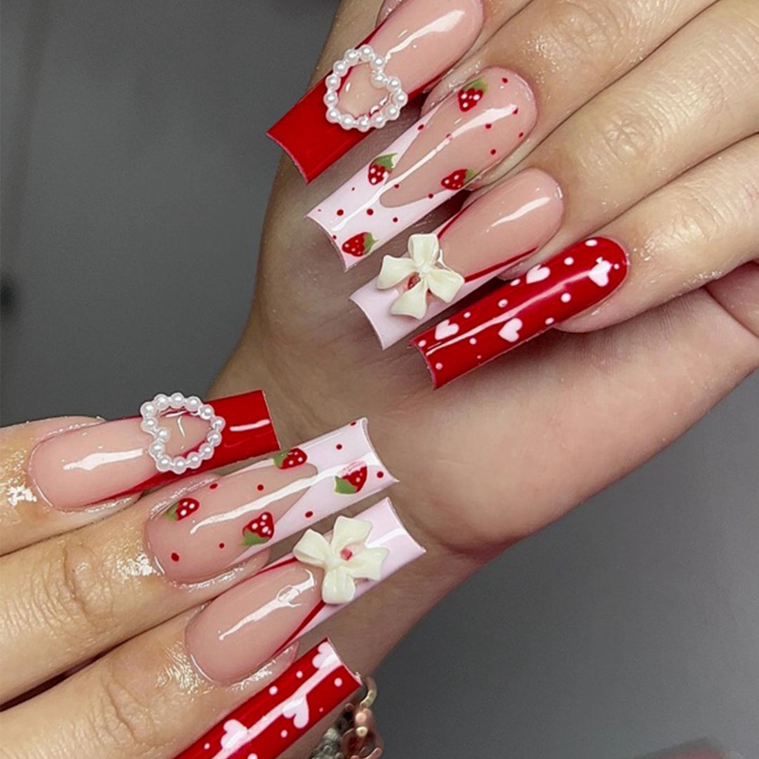 Decorative 3D Strawberry Nail Art Extensions Kalsten