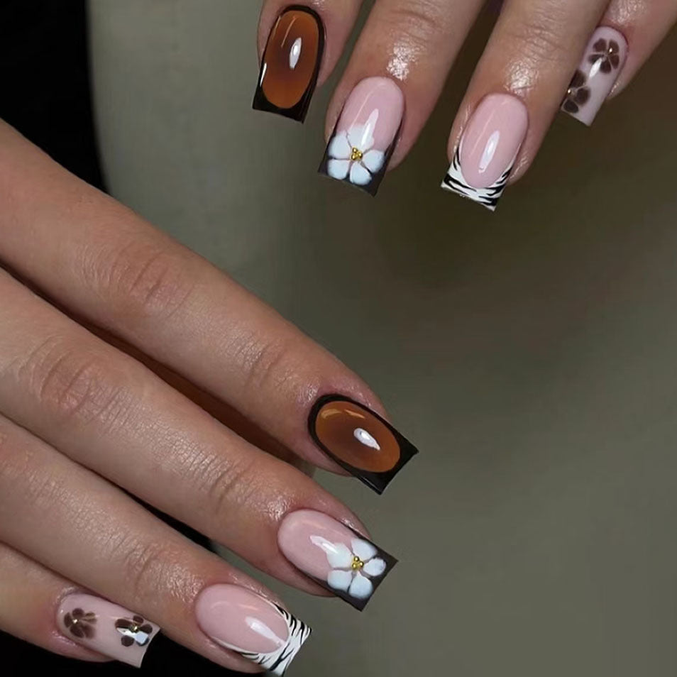 Floral and Geometric Nail Art Set