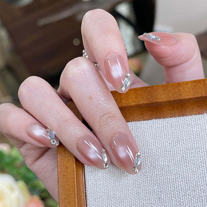 Stylish Press-On Nail Set with Elegant Glitter Accents Kalsten