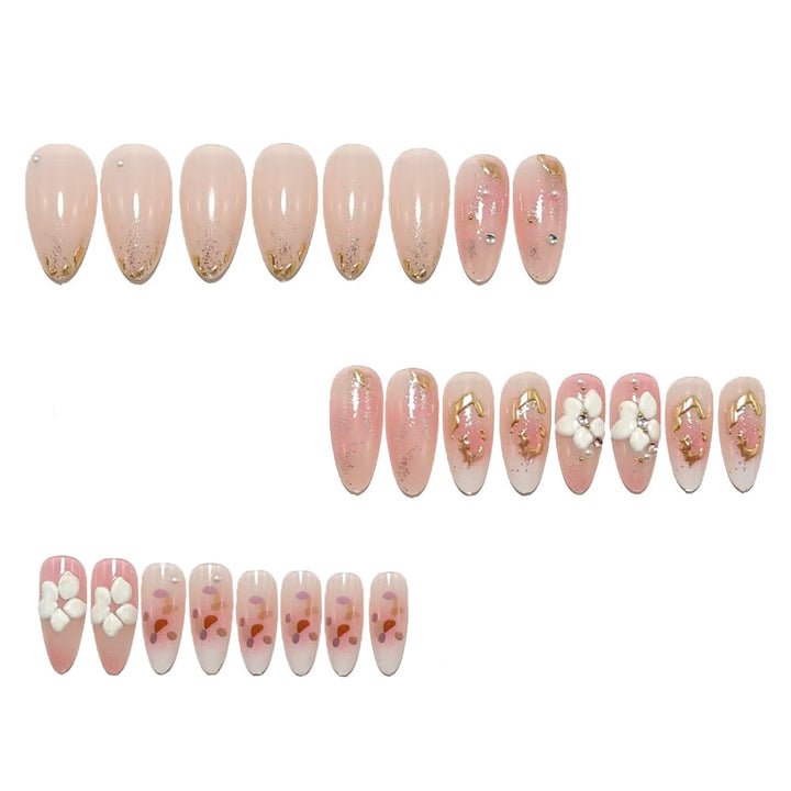 Art nail design with floral accents and glitter tips Kalsten