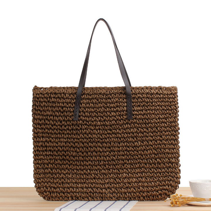 Timeless wicker tote bag with leather handles Kalsten