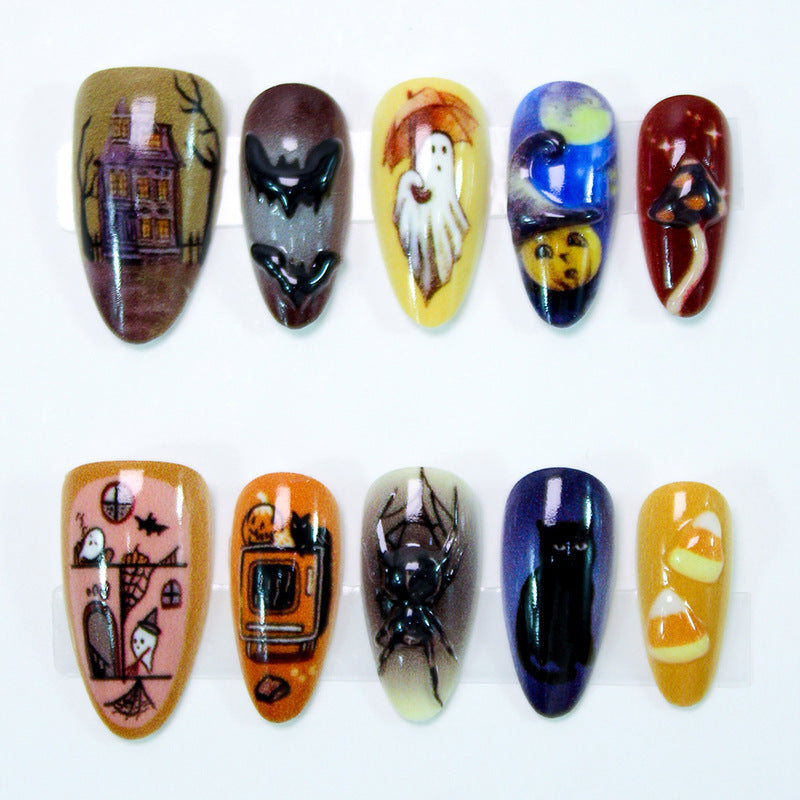 Halloween Art Nail Set with Creative Ghost, Pumpkin, and Animal Designs Kalsten