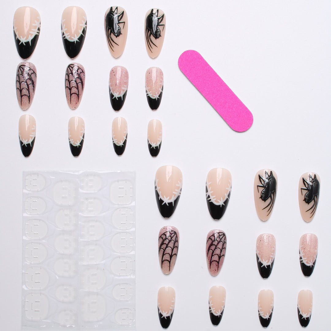 Creative nail art set with spider and web design Kalsten