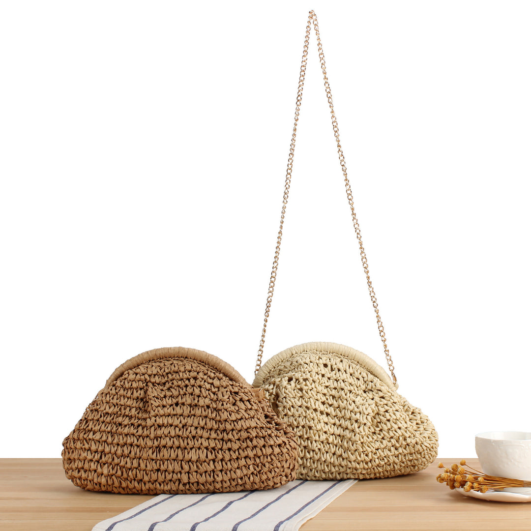 Handbag Made of High-Quality Natural Material with Silver Chain Strap Kalsten