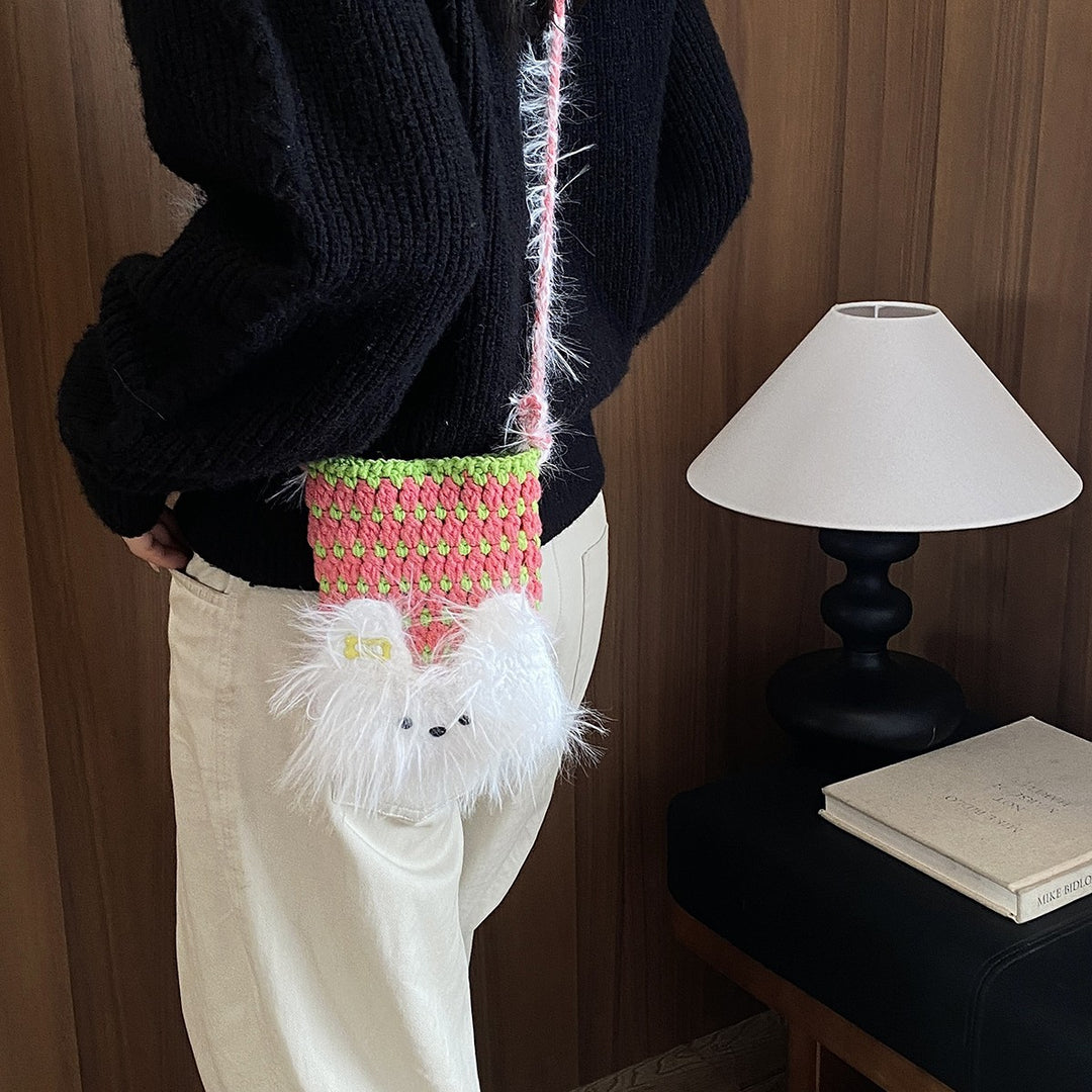 Cute Animal-Themed Plush Drawstring Pouch