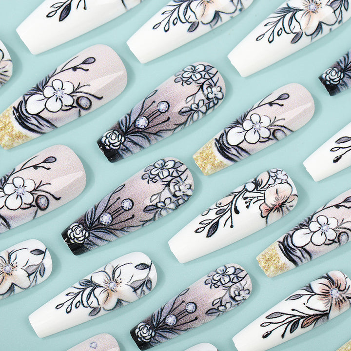 Art Nail Set with Artistic Floral Decorations Kalsten