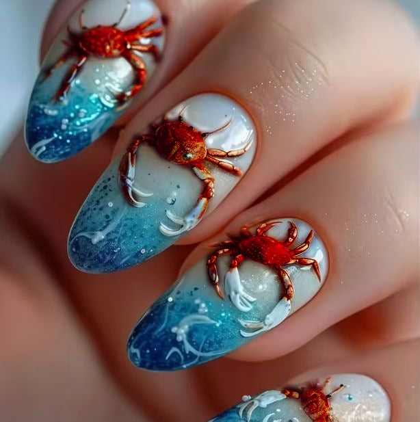 Artistic Crab-Themed Nail Art Enhancements Kalsten