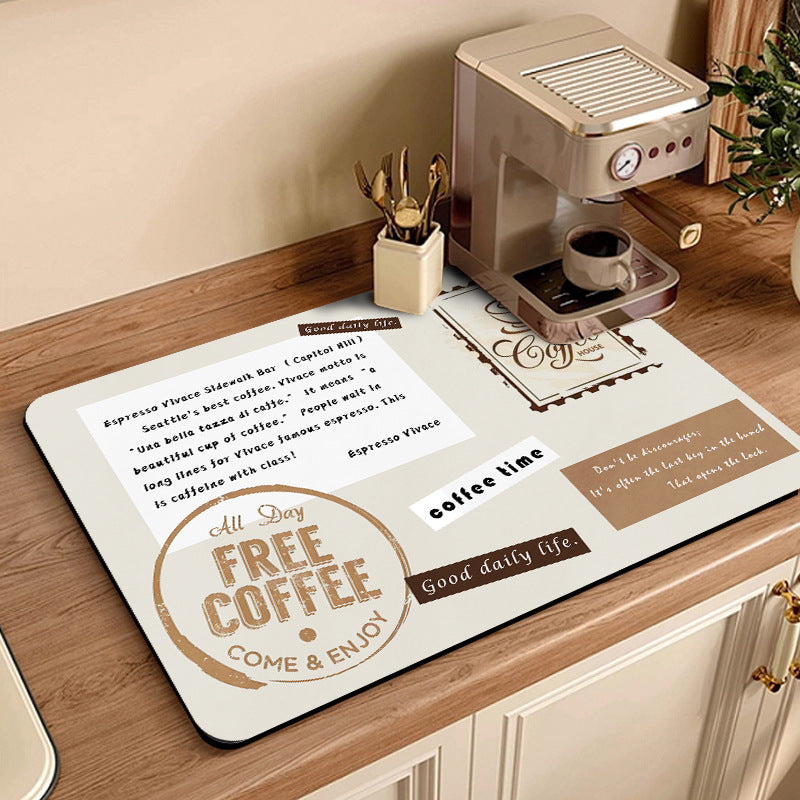 Coffee-Themed Kitchen Counter Mat
