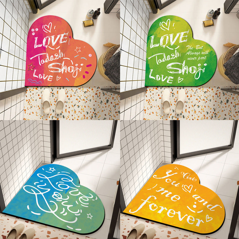 Heart-Shaped Inspirational Welcome Mat
