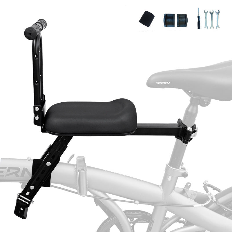rear frame-mounted padded child bike seat with triple loop backrest and adjustable clamp Kalsten