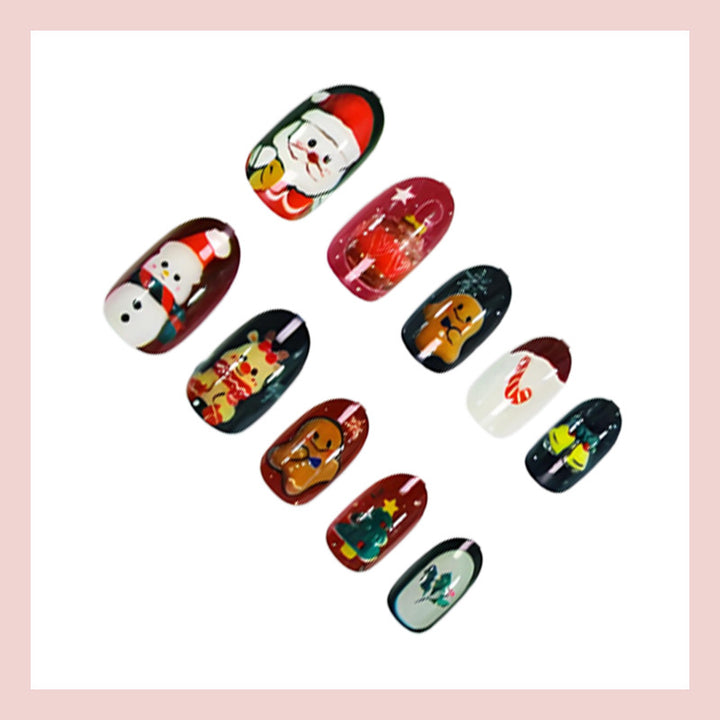Artificial nail set with festive Christmas motifs Kalsten 1787561395