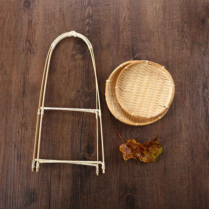Unisex Three-Tier Serving Stand made of hand-woven natural material Kalsten