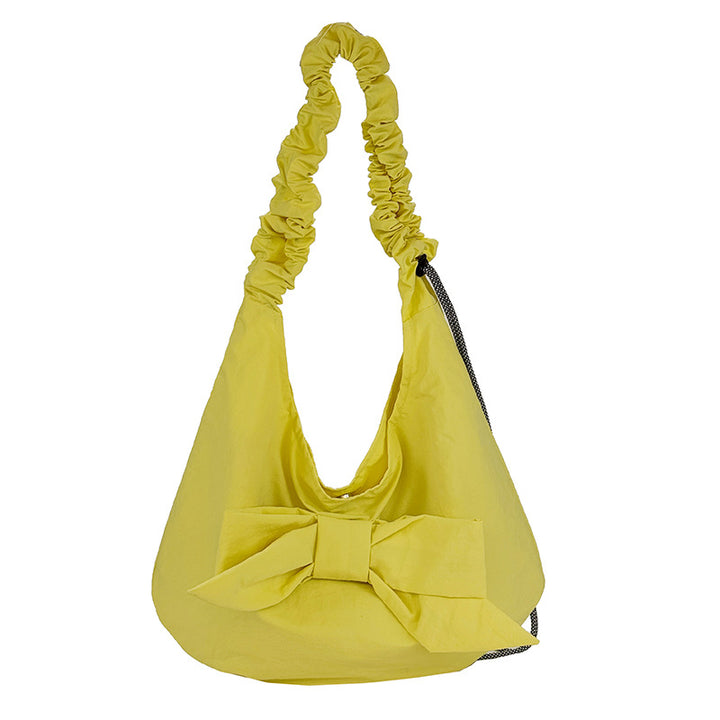 Elegant Bow-Embellished Slouchy Shoulder Bag