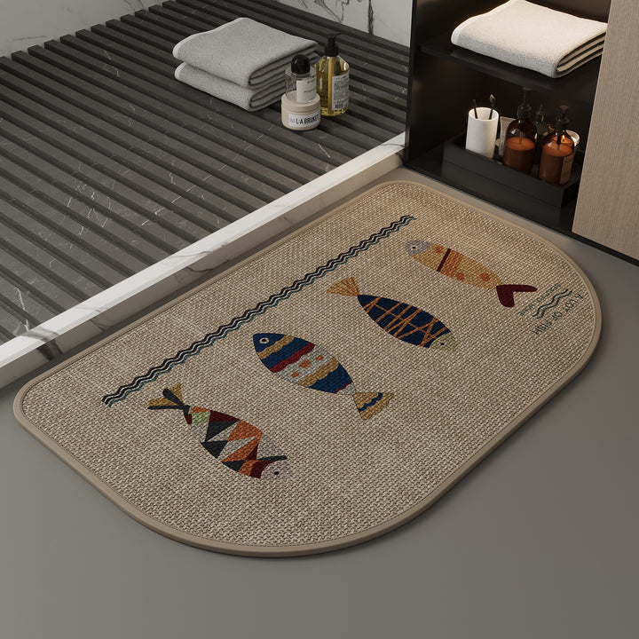 Quick-Drying Fish-Themed Bath Mat