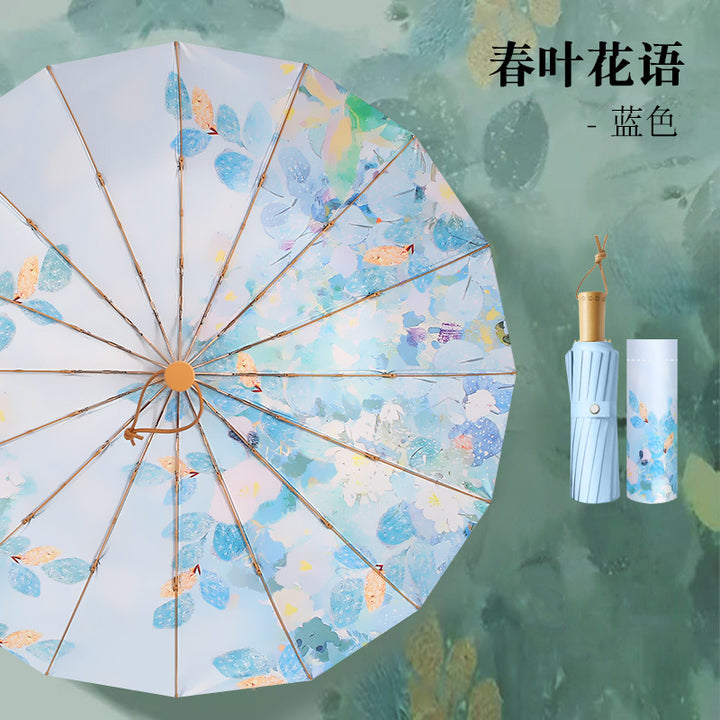 Women's Foldable Umbrella with Floral Accents and Sturdy Frame Kalsten