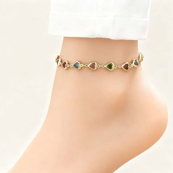 Heart-Shaped Gemstone Charm Bracelet Kalsten