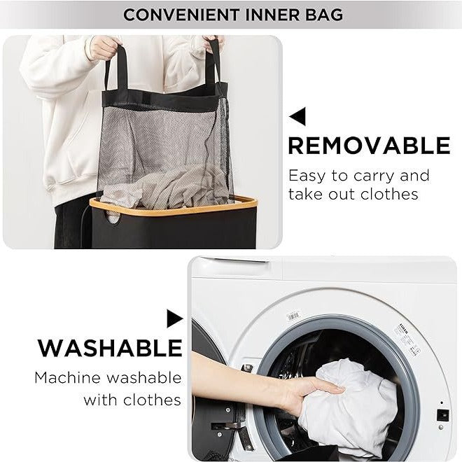 Practical laundry basket with lid Kalsten