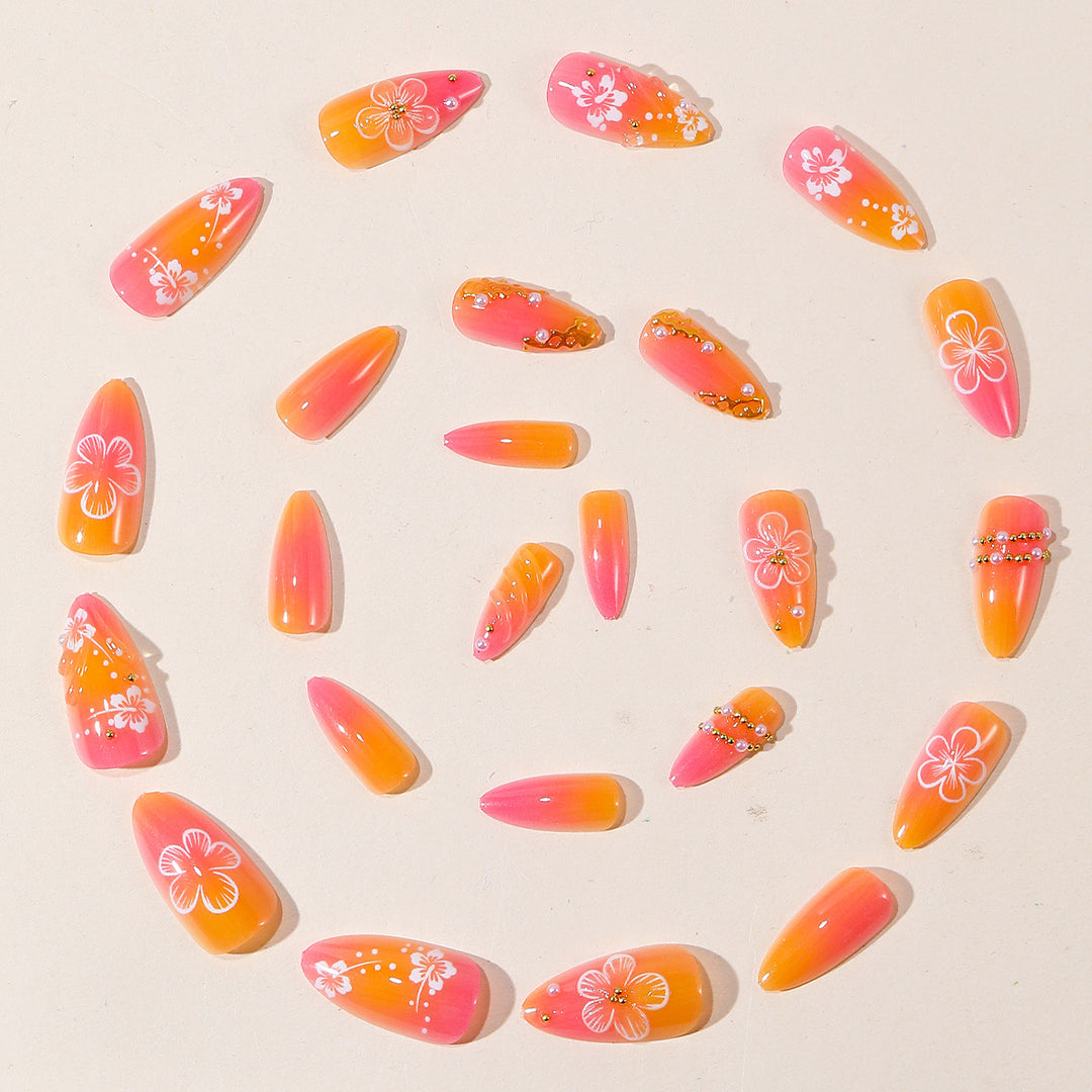 Decorative Gradient Floral Nail Art Extensions Kalsten