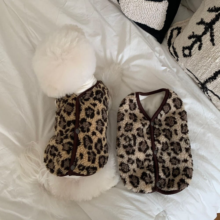 Sherpa Fleece Leopard Print Snap-Front Cozy Vest