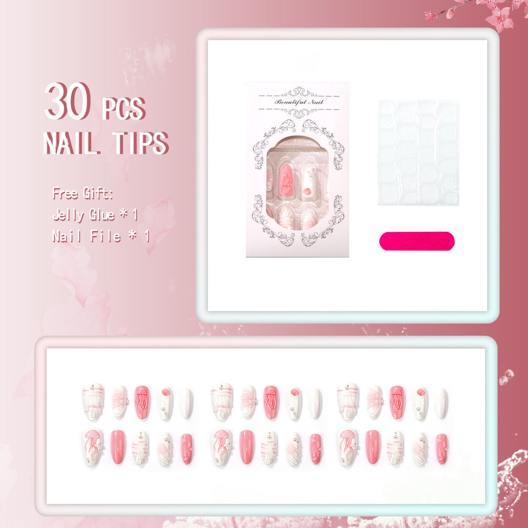 Marine-Inspired Decorative Press-On Nail Art Set