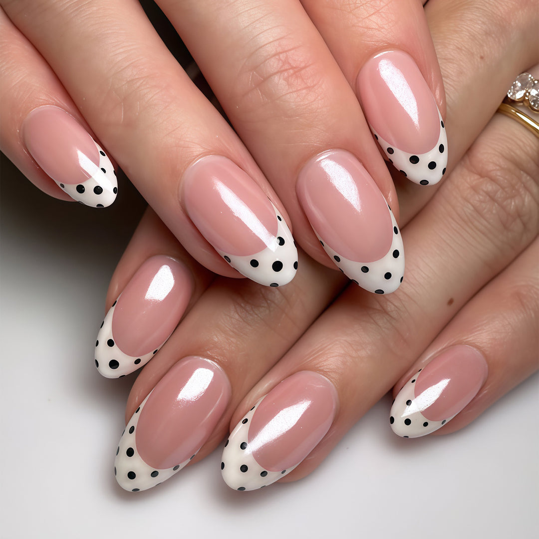 Creative Nail Design Set with Dots and Elegant French Look Kalsten