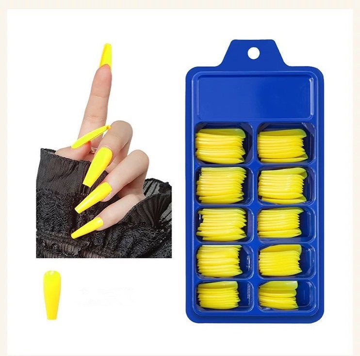 Artificial nails with long French tip design Kalsten