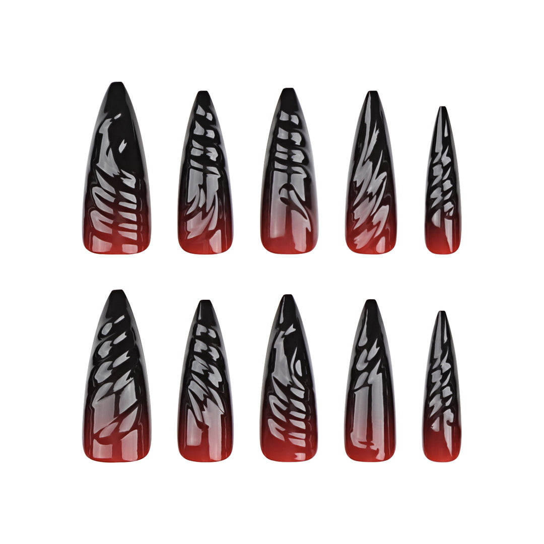 Creative Stiletto Nail Art with Blood Red Accents Kalsten