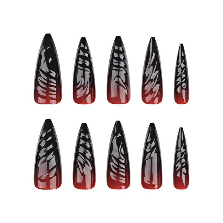 Creative Stiletto Nail Art with Blood Red Accents Kalsten