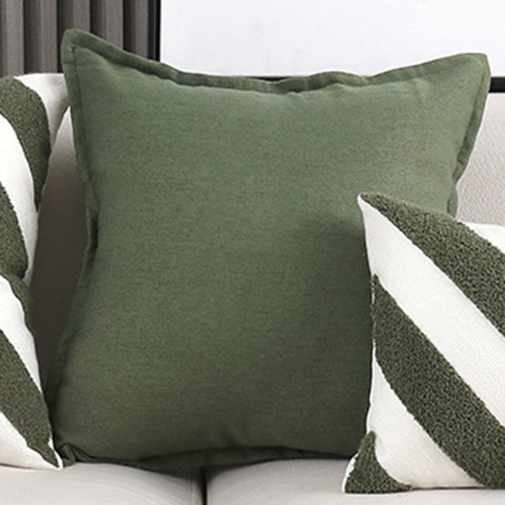 Solid Square Linen-Blend Decorative Throw Pillow Cover with Hidden Zipper and Removable Insert