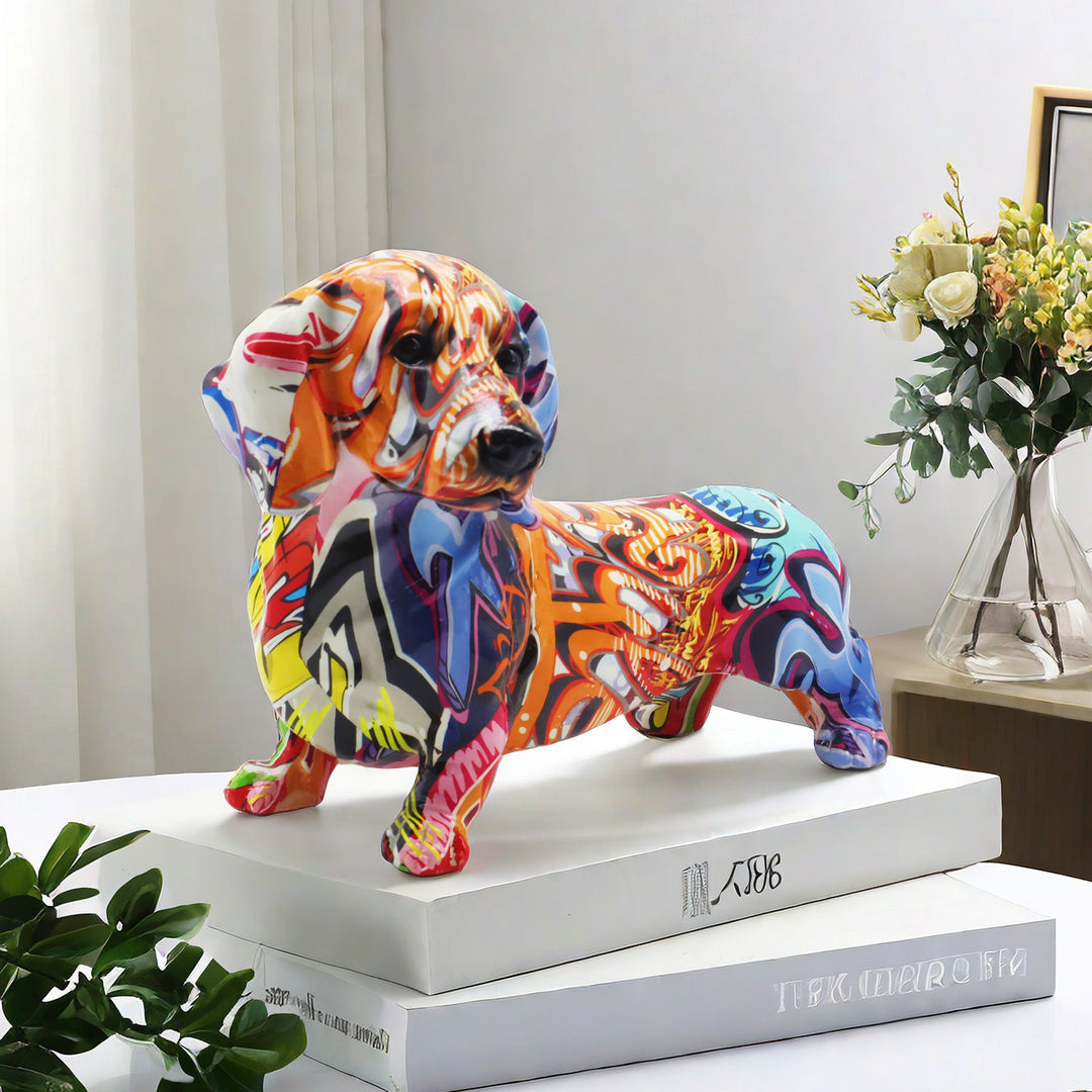 Colorful decorative figure of a dachshund Kalsten
