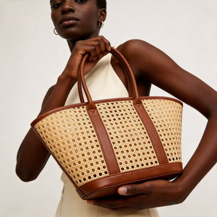Elegant Woven Rattan Tote Bag