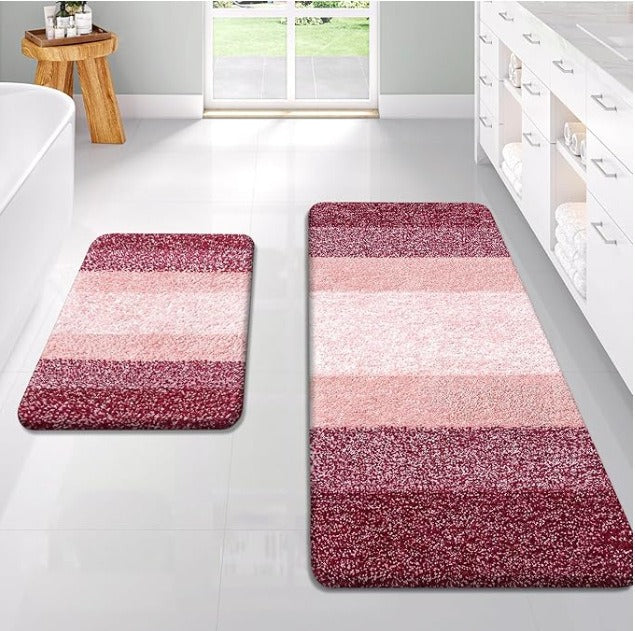 Soft Striped Bath Mat Set