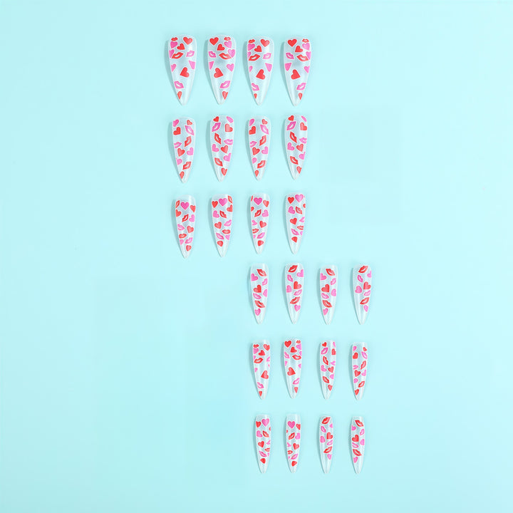 Artificial nail tips with heart motifs Kalsten