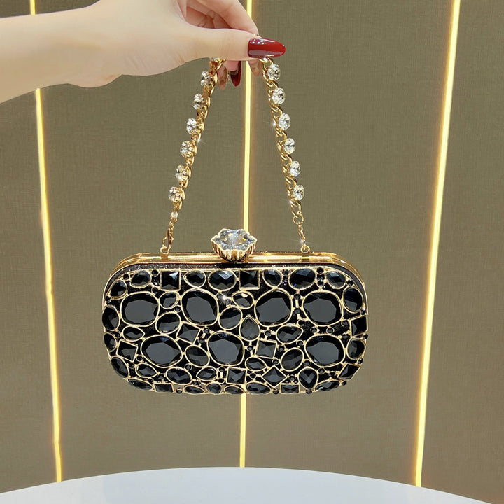 Decorative Crystal-Accented Evening Clutch
