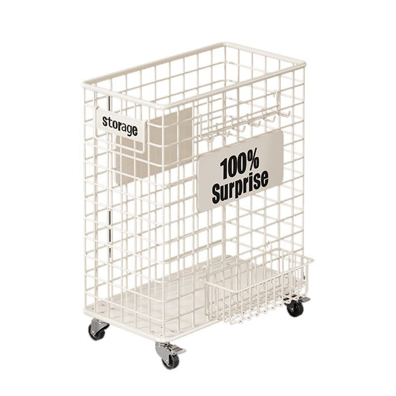Vertical Rolling Mesh Storage Cart with Locking Casters and Front Access Basket