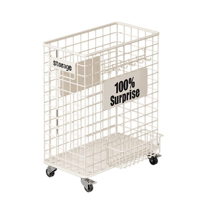 Vertical Rolling Mesh Storage Cart with Locking Casters and Front Access Basket