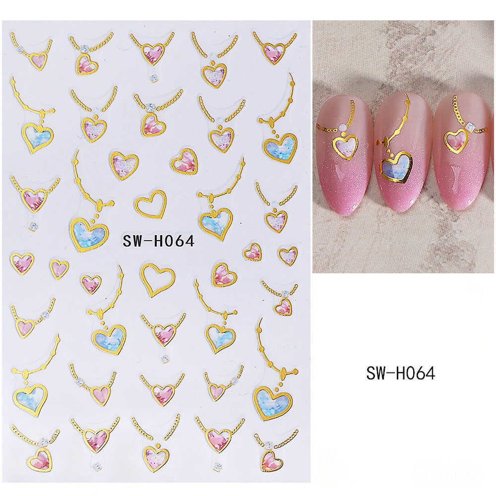 Heart-Shaped Nail Art Sticker Sheet